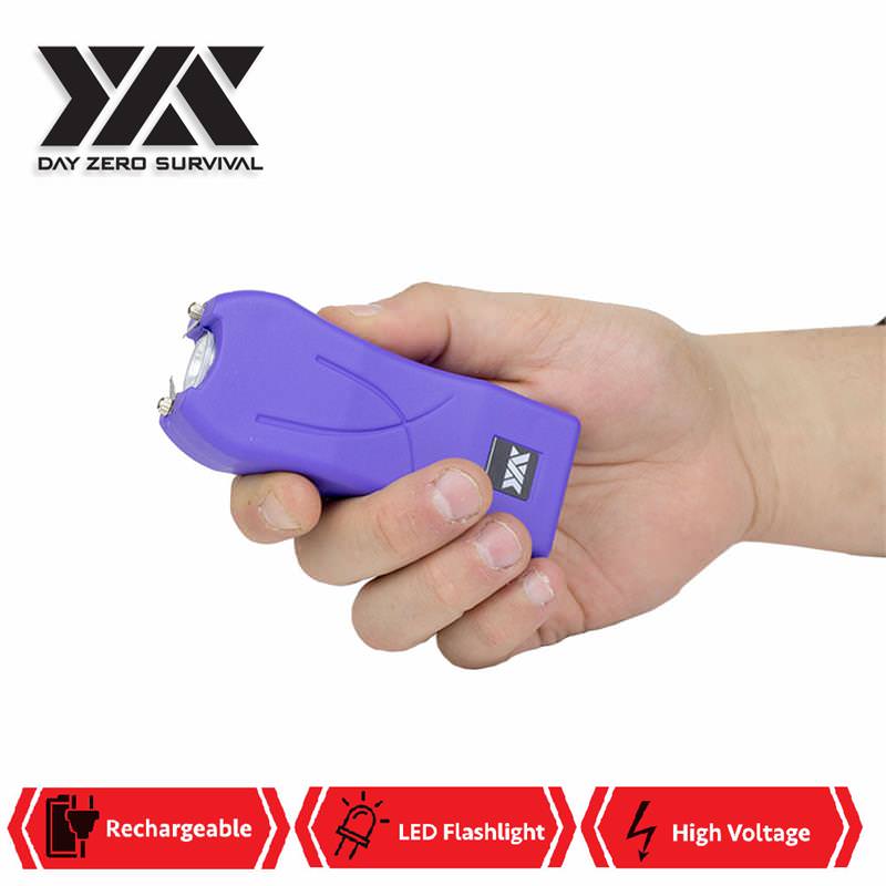 DZS Maximum Power Rechargeable Purple Stun Gun With LED Flash Light - Tophatter's Army Products & Self Defense Collectible Weapons - Tophatter Daily Deals